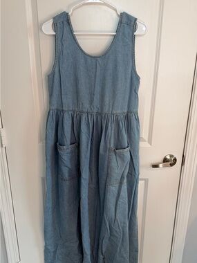 Vintage Bonnie Strauss Denim Chambray Midi Dress Vtg US Size 8 Fits Like Size 4